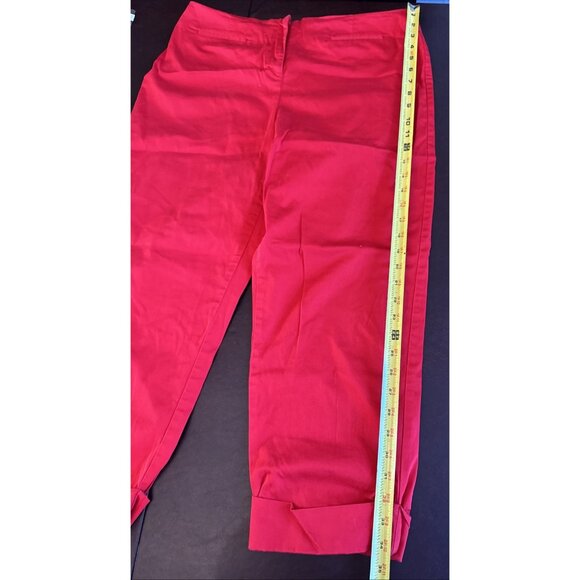 Requirements Red Cuffed Capri Pants Size 10 - Picture 6 of 9